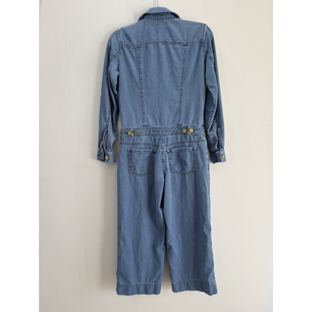 Michael Kors Woman Sz 0 Tencel Wide Leg Denim Jean Jumpsuit Coastal Cowgirl - Picture 3 of 13